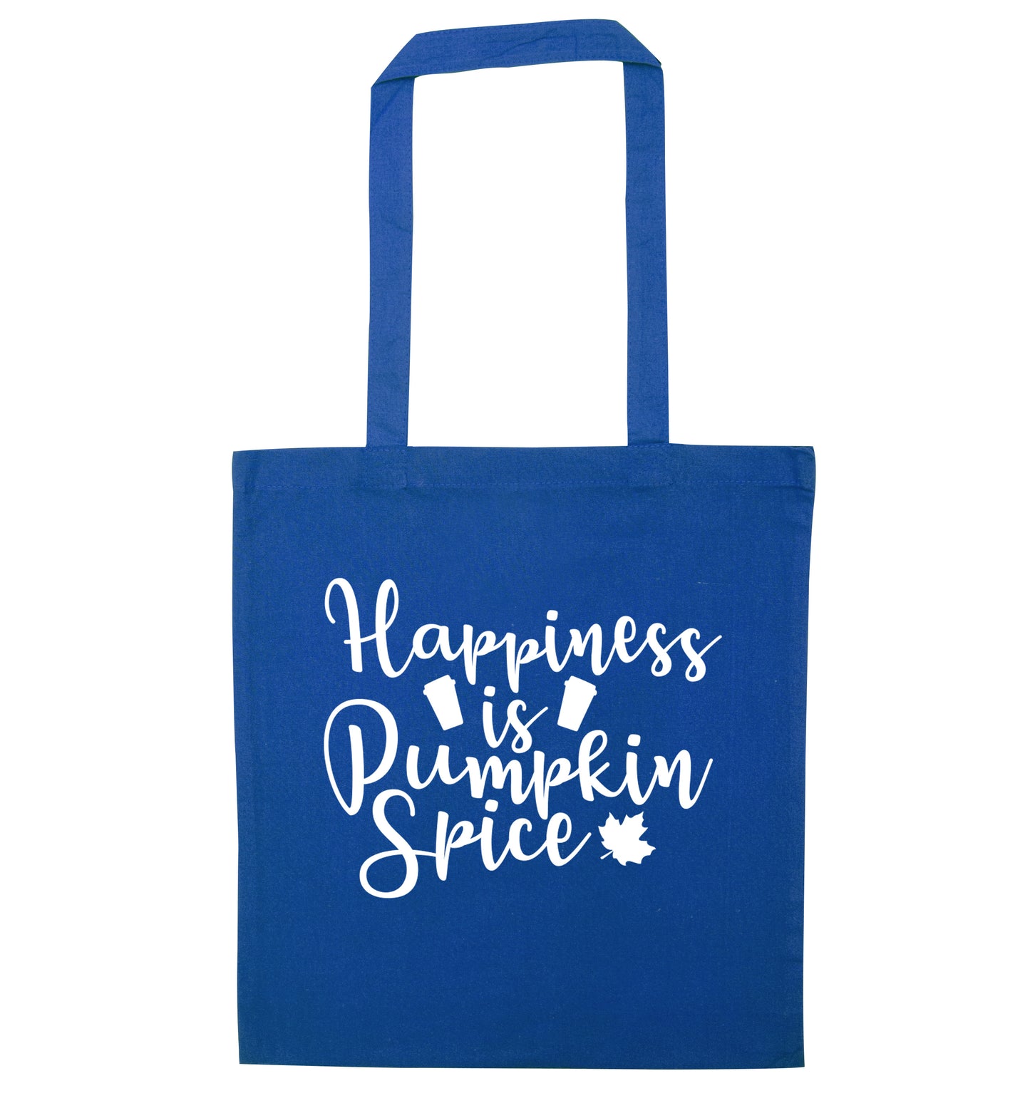 Happiness is pumpkin spice blue tote bag