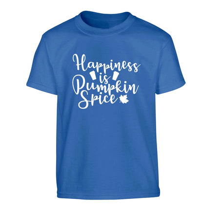 Happiness Pumpkin Spice Children's blue Tshirt 12-13 Years