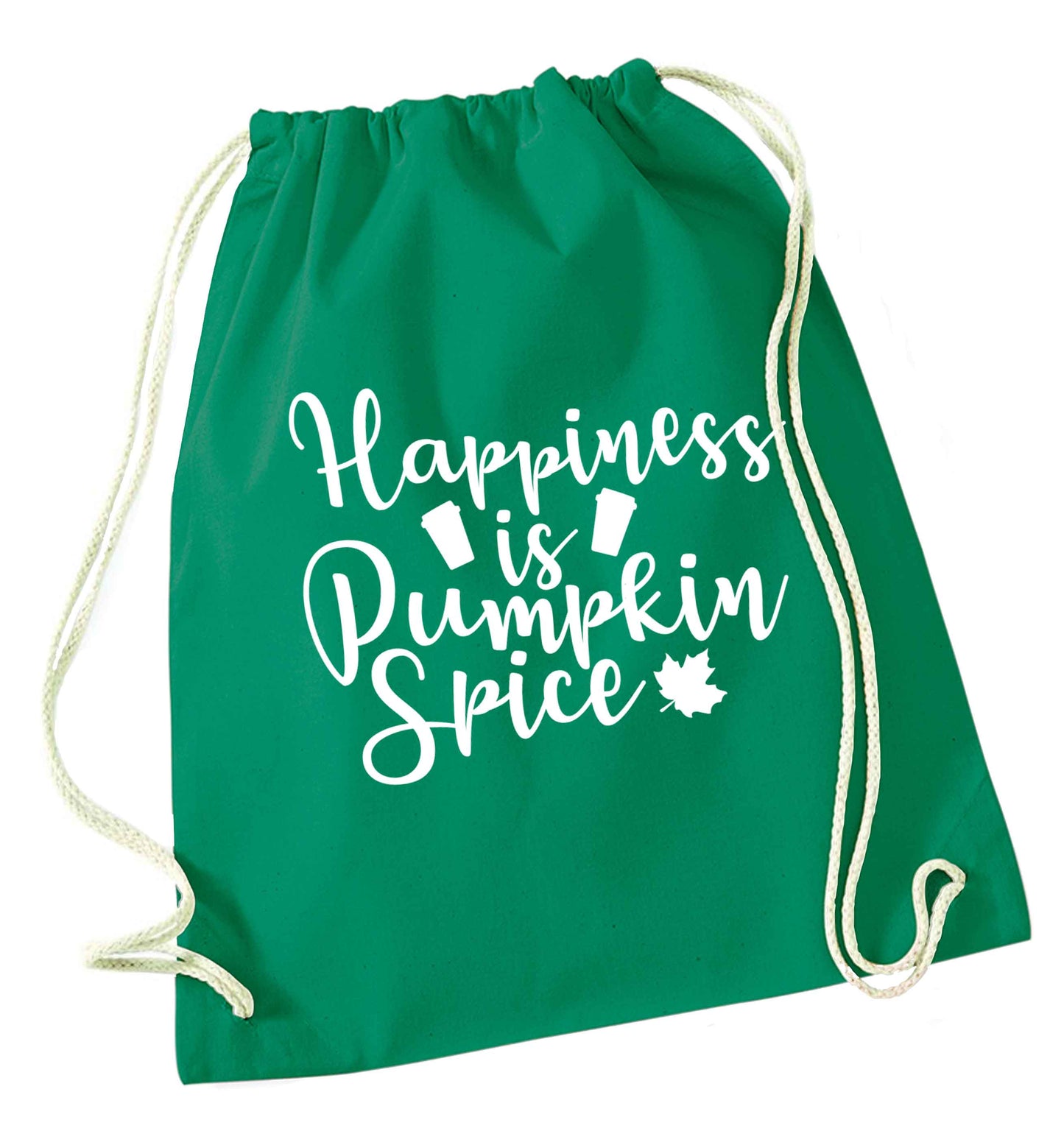 Happiness Pumpkin Spice green drawstring bag