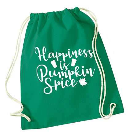 Happiness Pumpkin Spice green drawstring bag