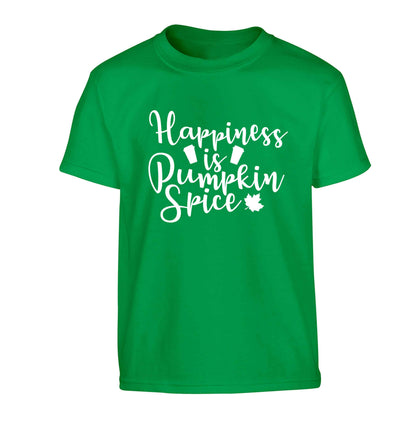 Happiness Pumpkin Spice Children's green Tshirt 12-13 Years