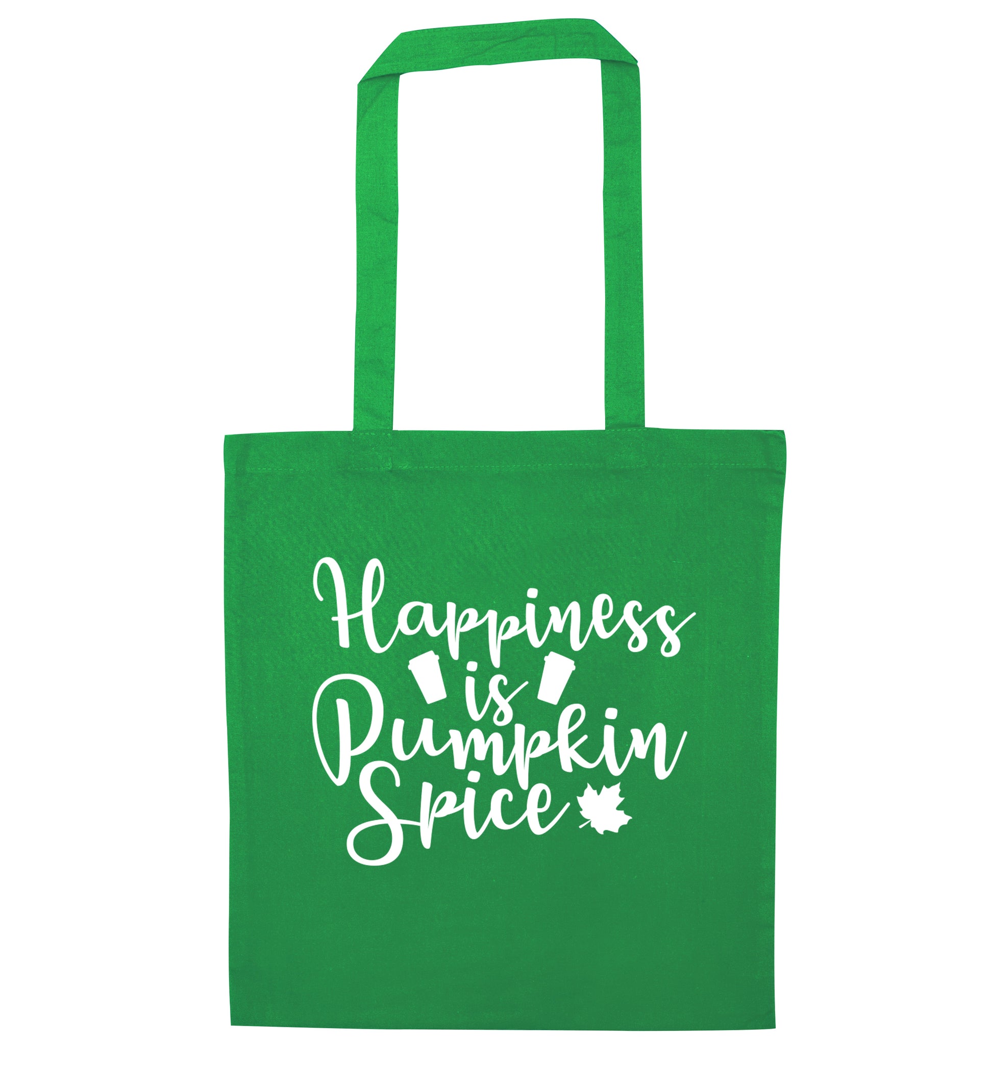 Happiness is pumpkin spice green tote bag