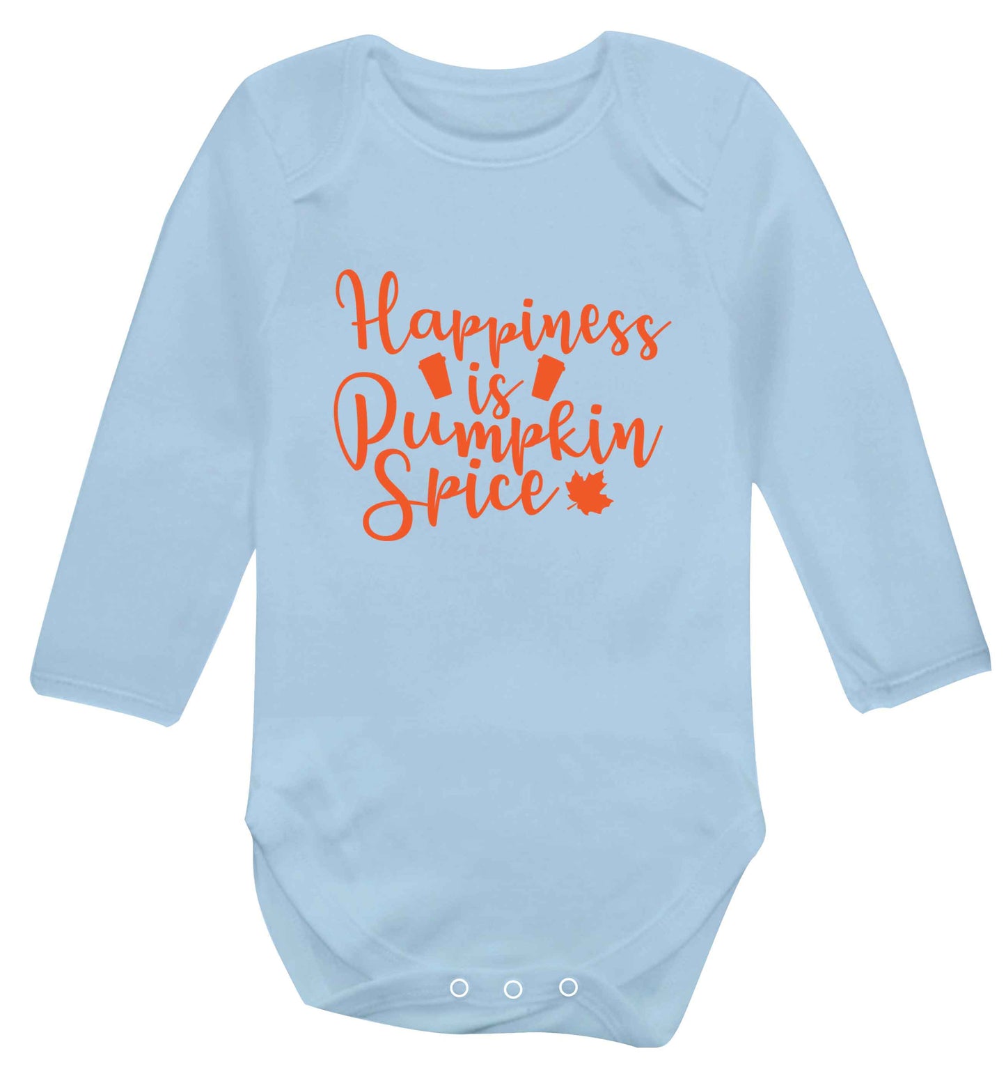 Happiness Pumpkin Spice baby vest long sleeved pale blue 6-12 months