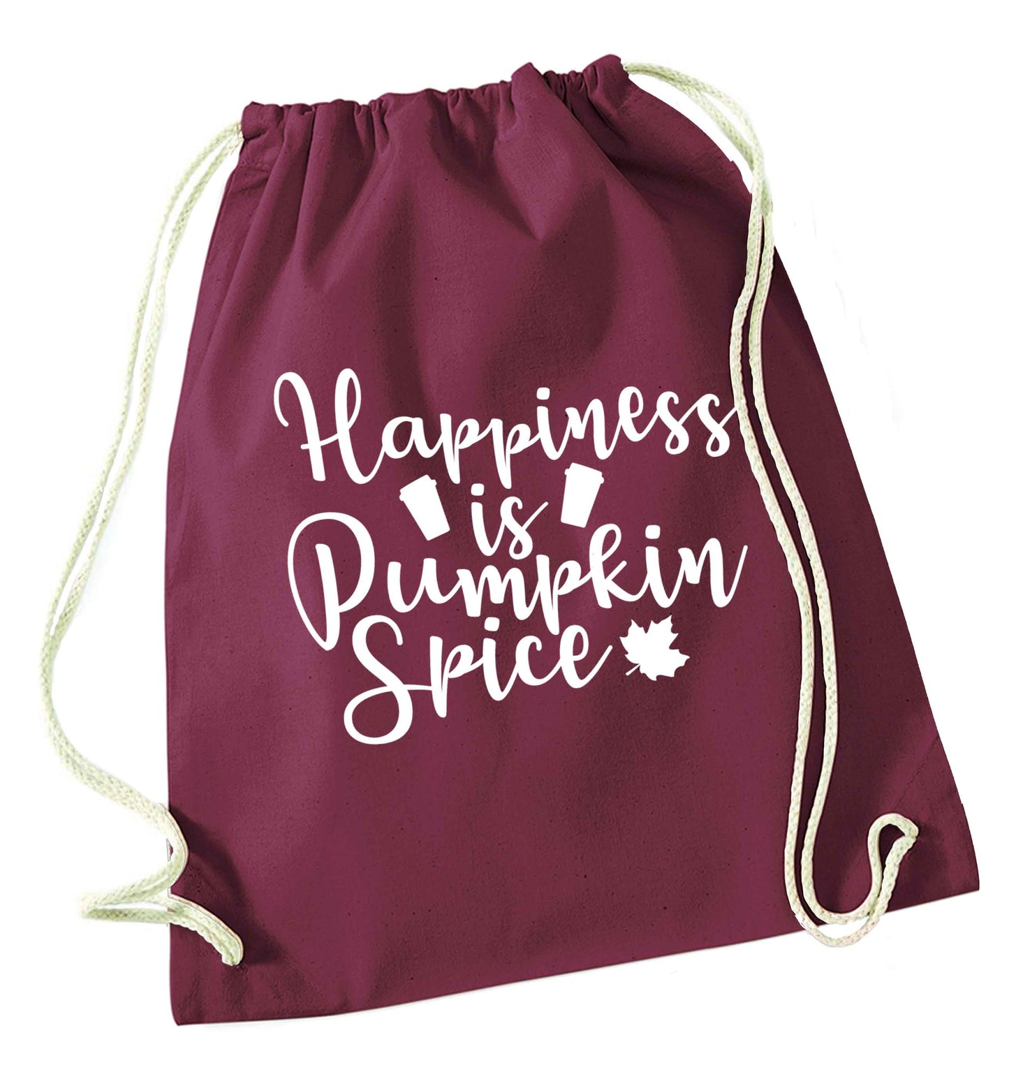 Happiness Pumpkin Spice maroon drawstring bag