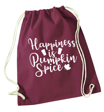 Happiness Pumpkin Spice maroon drawstring bag