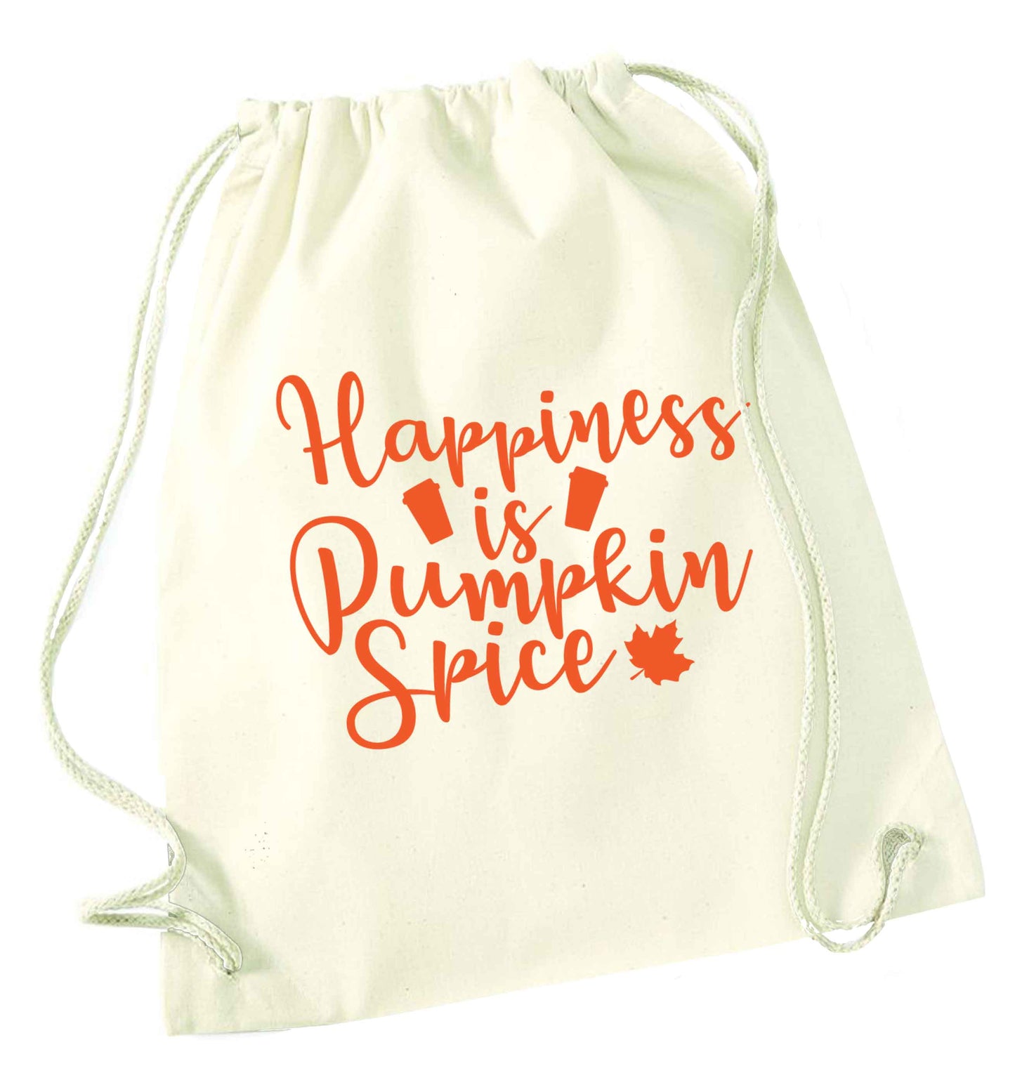 Happiness Pumpkin Spice natural drawstring bag