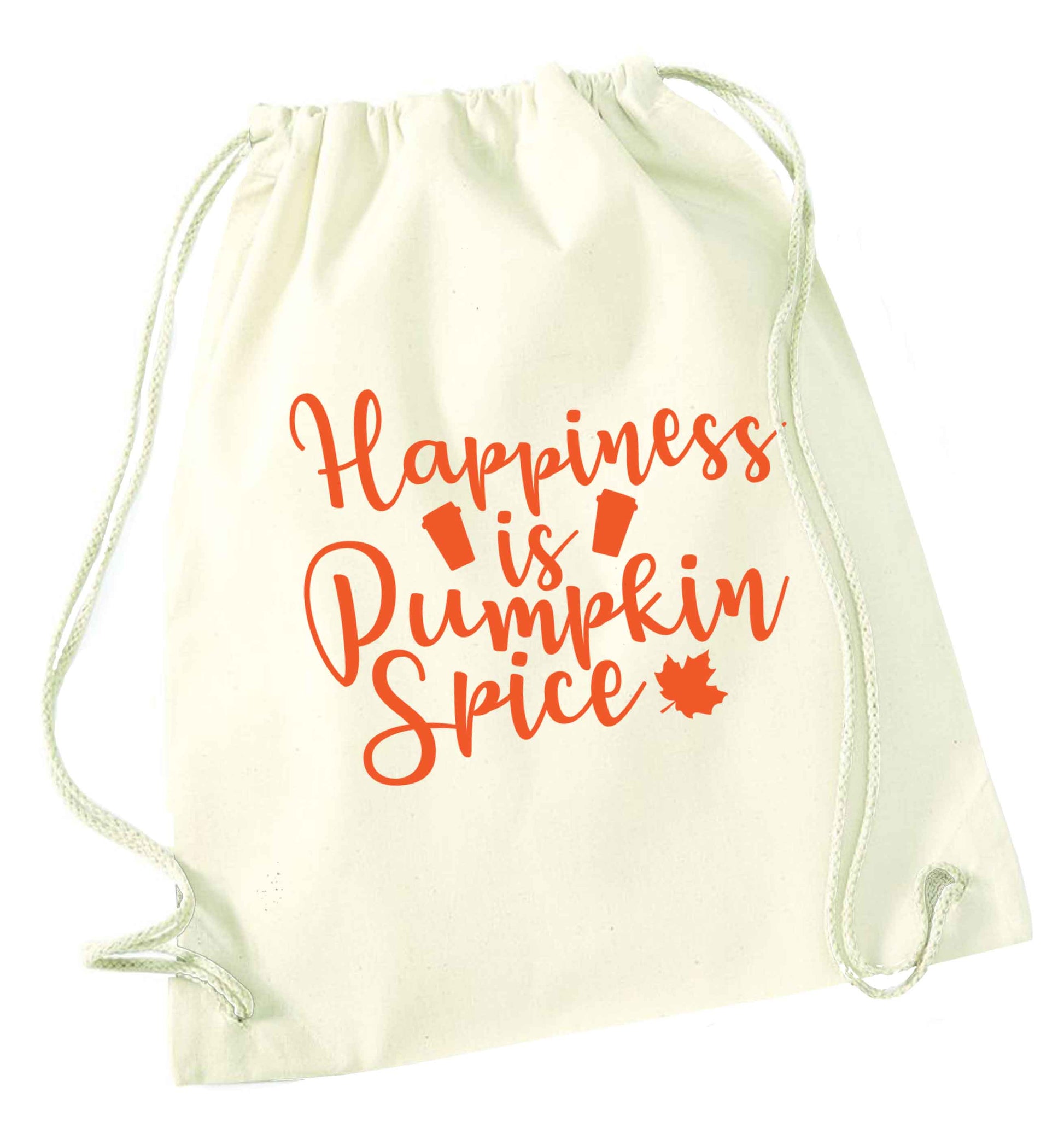 Happiness Pumpkin Spice natural drawstring bag