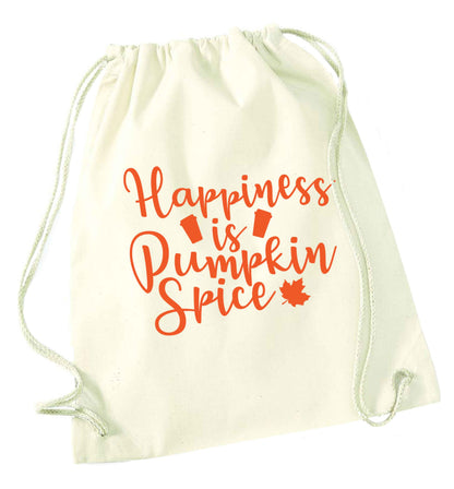 Happiness Pumpkin Spice natural drawstring bag