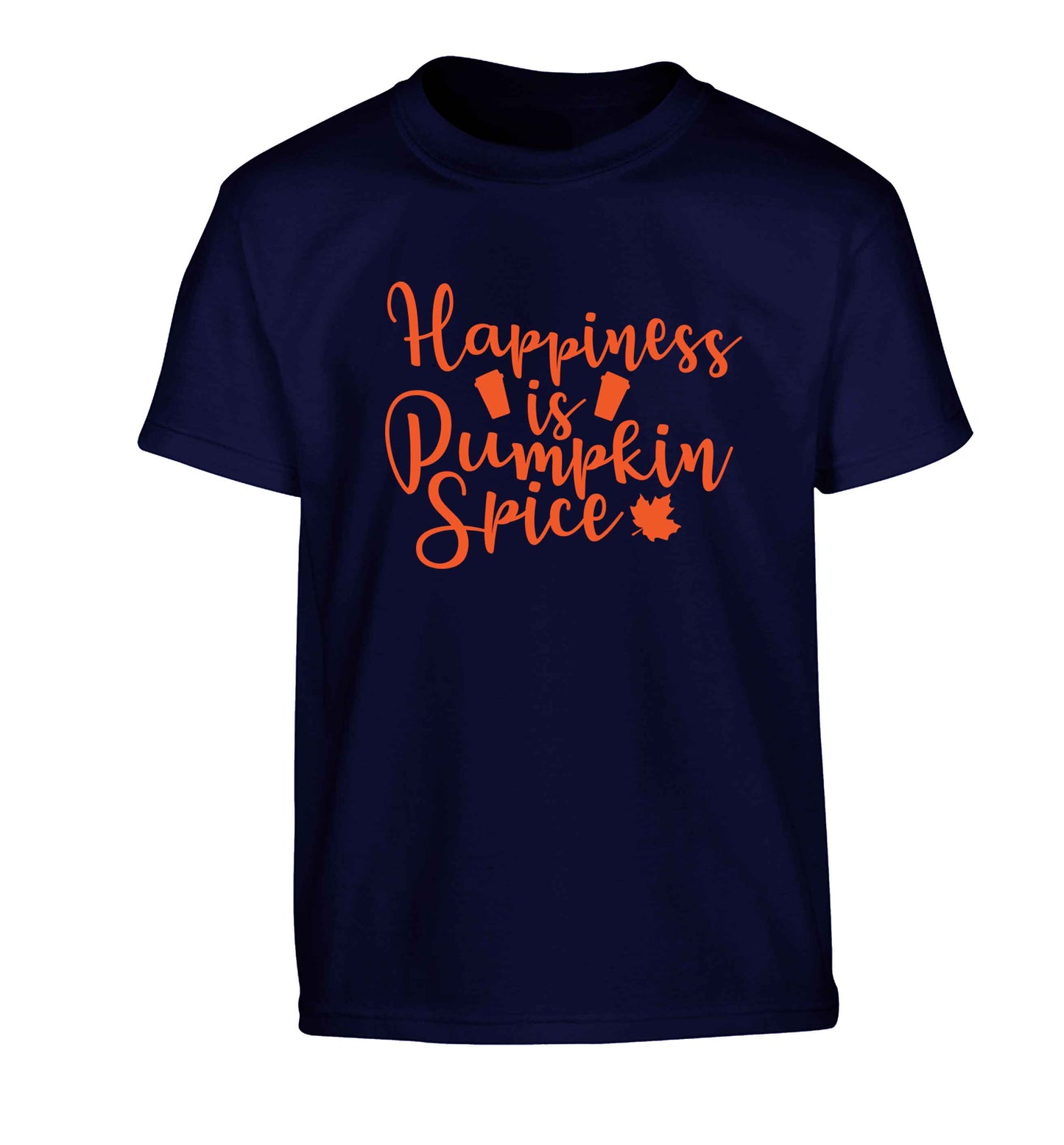 Happiness Pumpkin Spice Children's navy Tshirt 12-13 Years