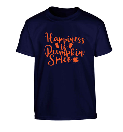 Happiness Pumpkin Spice Children's navy Tshirt 12-13 Years