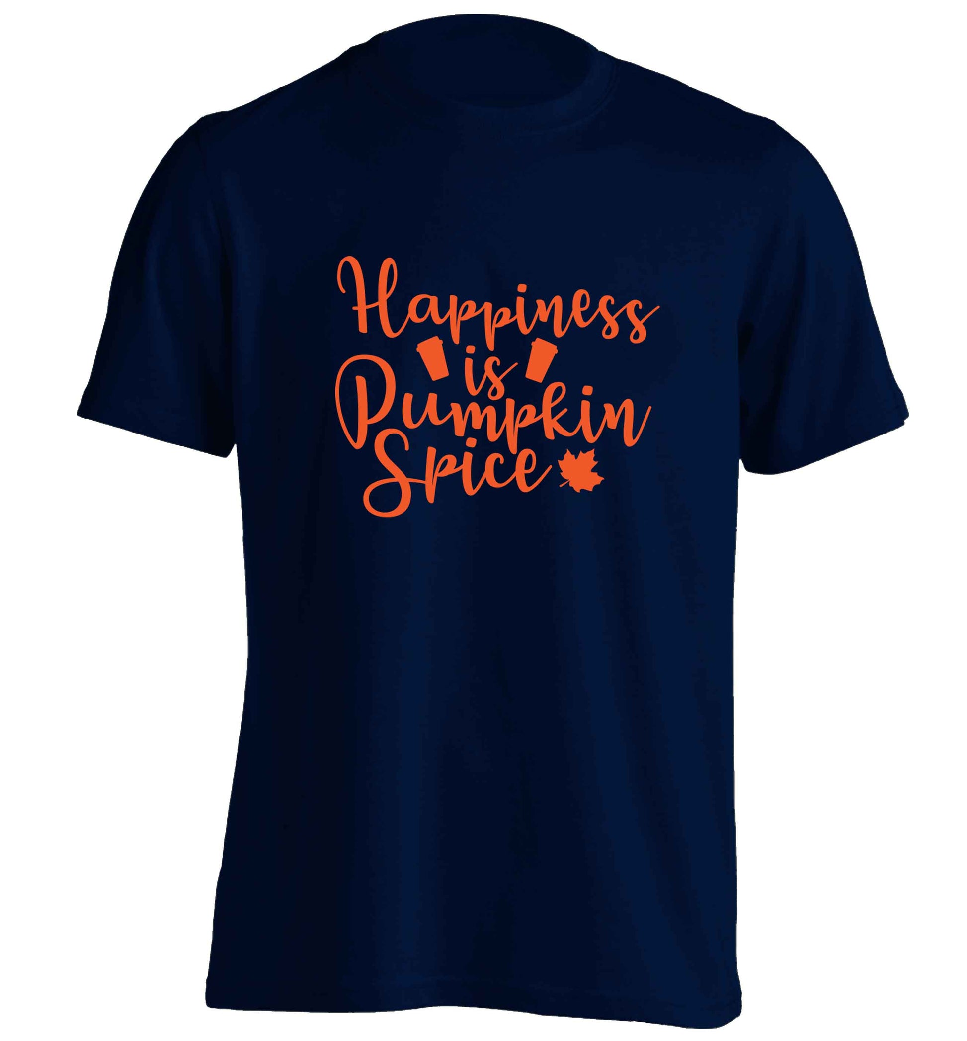 Happiness Pumpkin Spice adults unisex navy Tshirt 2XL