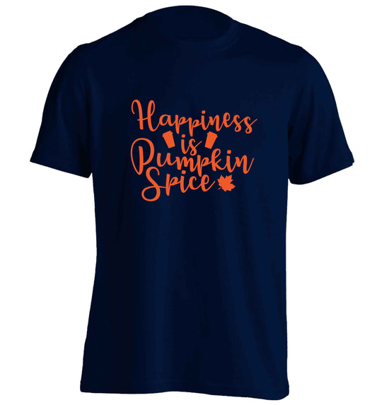 Happiness Pumpkin Spice adults unisex navy Tshirt 2XL