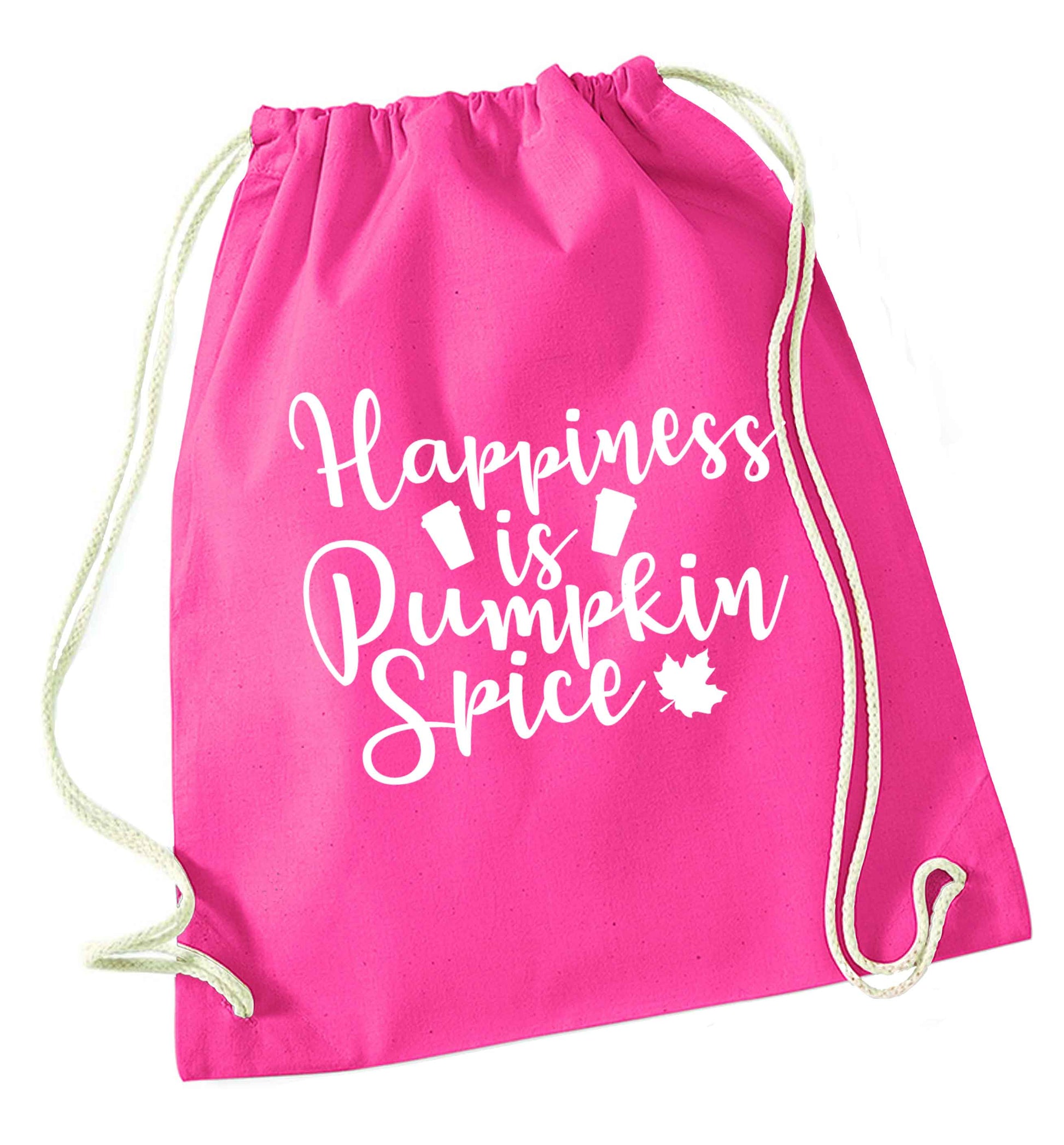 Happiness Pumpkin Spice pink drawstring bag