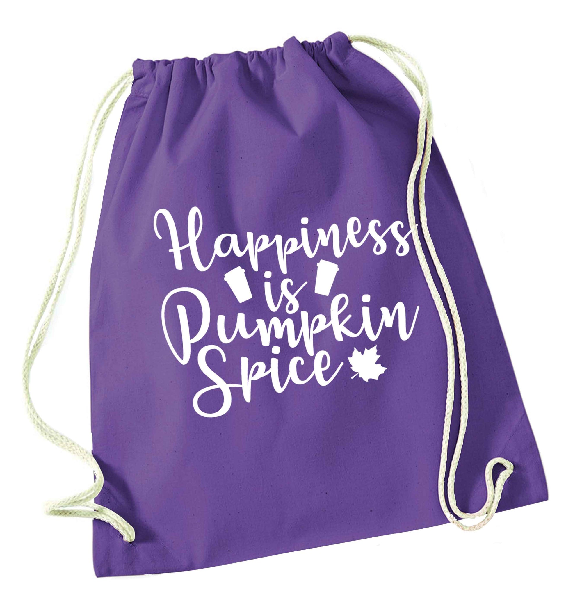 Happiness Pumpkin Spice purple drawstring bag