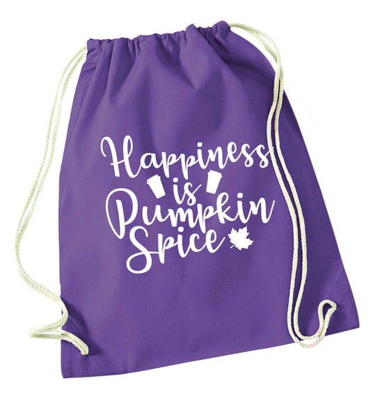 Happiness Pumpkin Spice purple drawstring bag