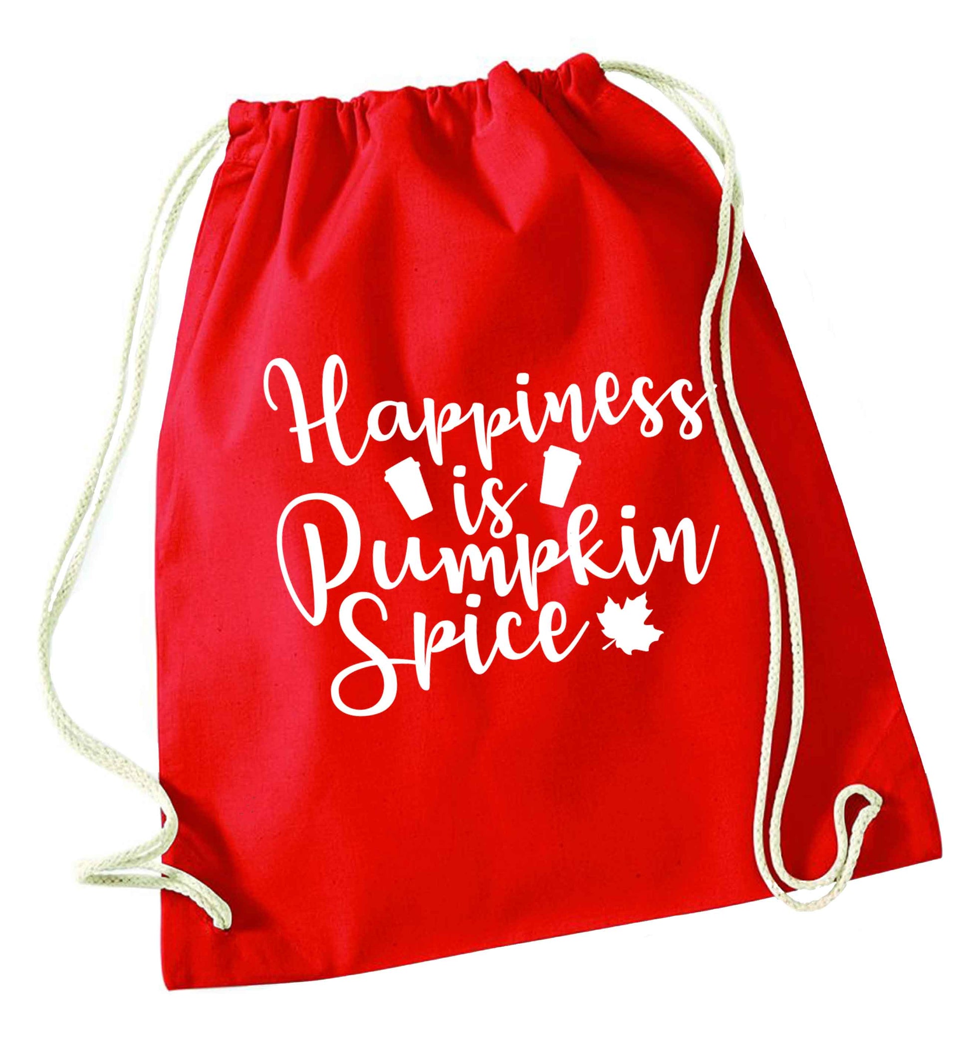 Happiness Pumpkin Spice red drawstring bag 