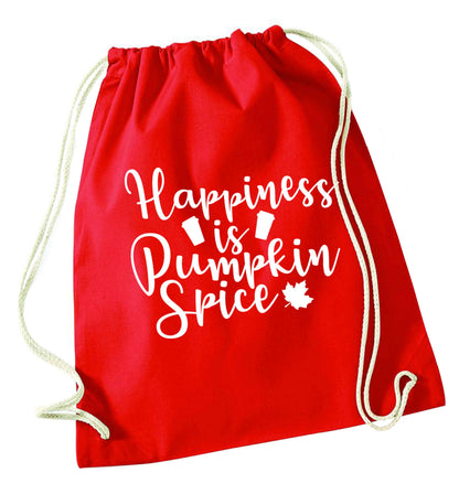 Happiness Pumpkin Spice red drawstring bag 