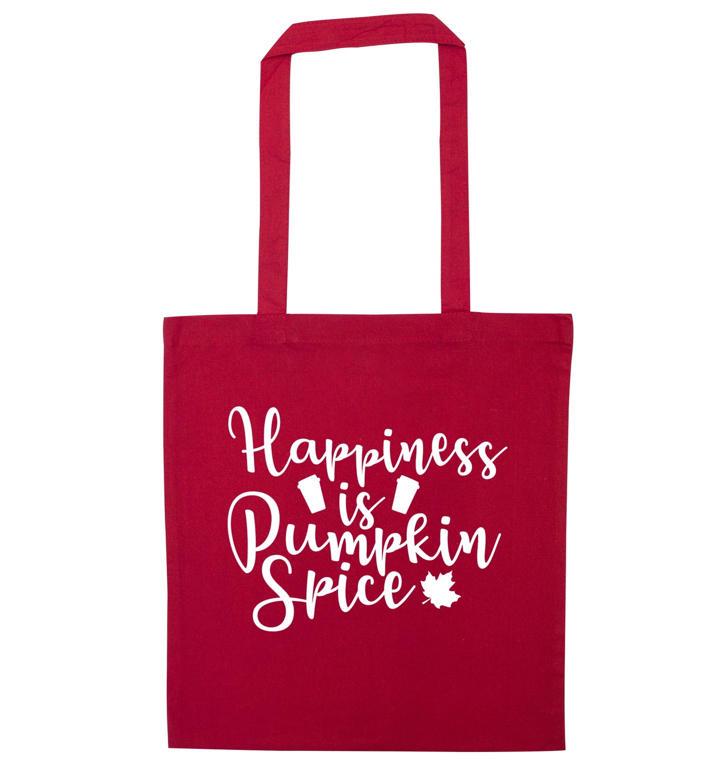 Happiness is pumpkin spice red tote bag