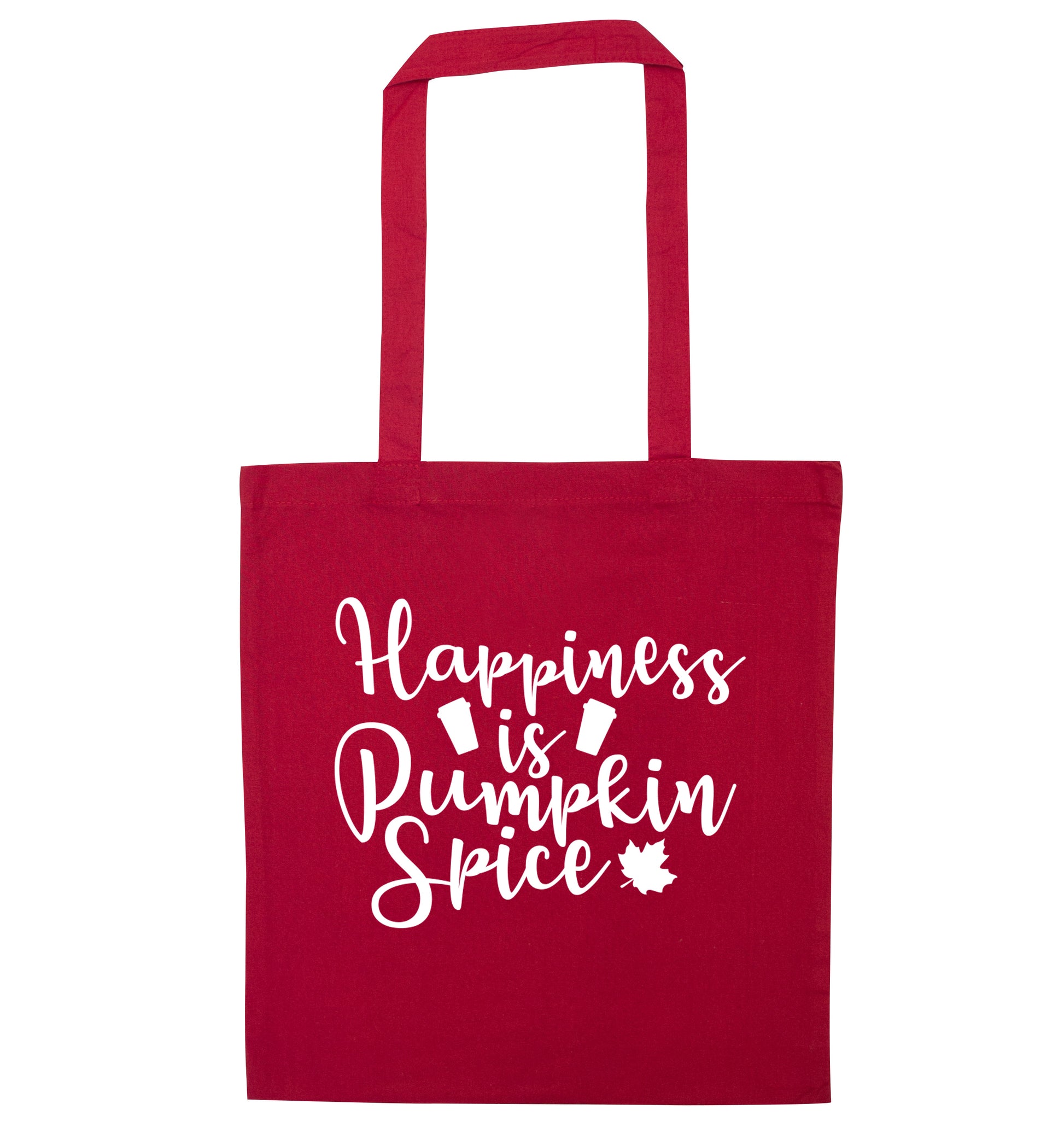 Happiness is pumpkin spice red tote bag