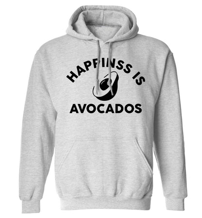 Happiness is avocados adults unisex grey hoodie 2XL