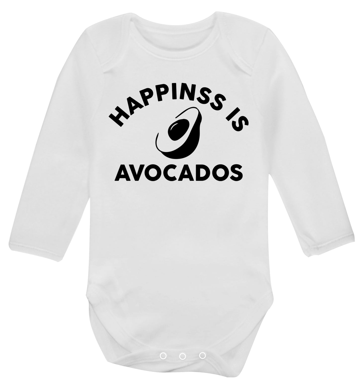 Happiness is avocados Baby Vest long sleeved white 6-12 months