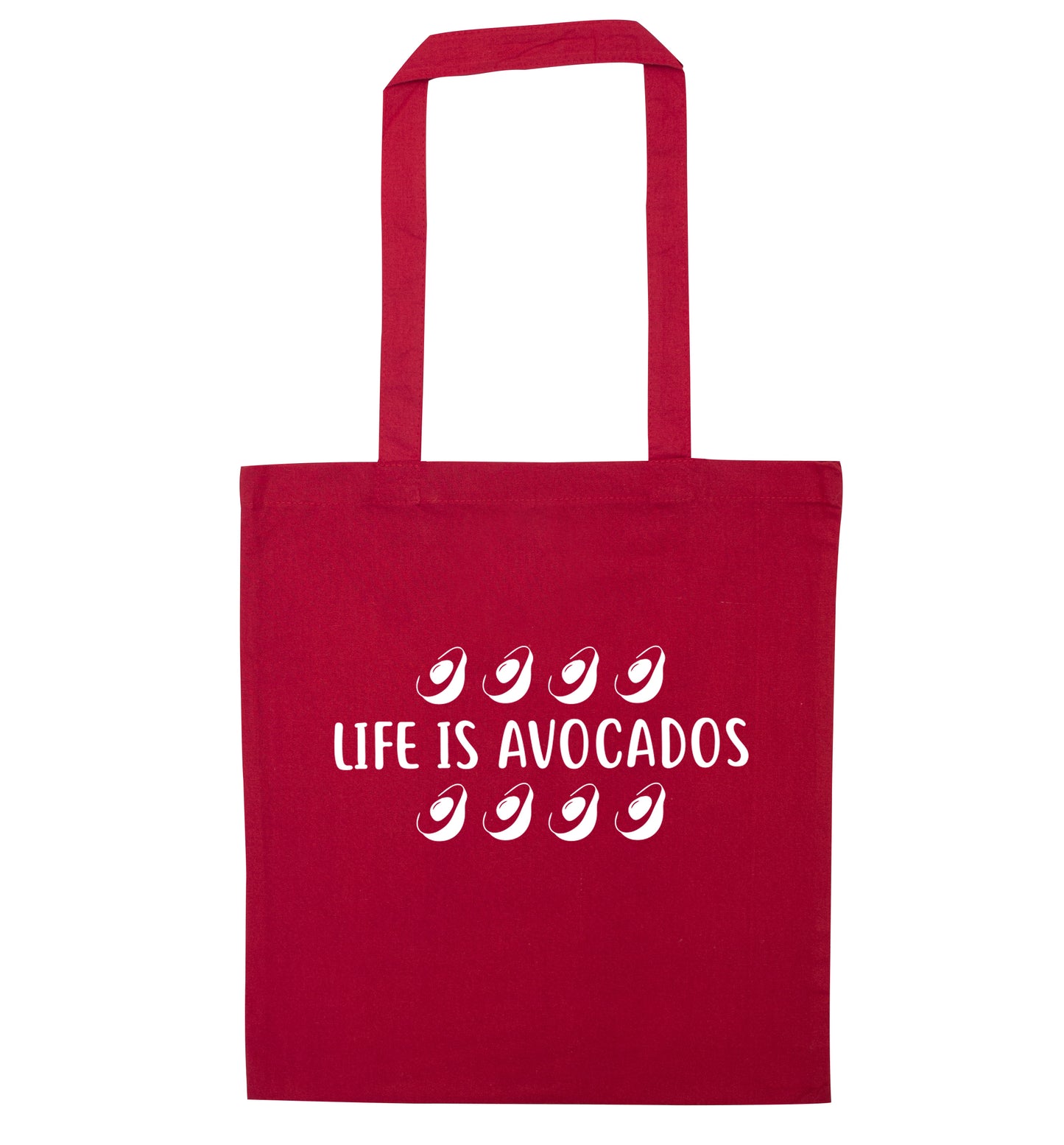 Life is avocados red tote bag