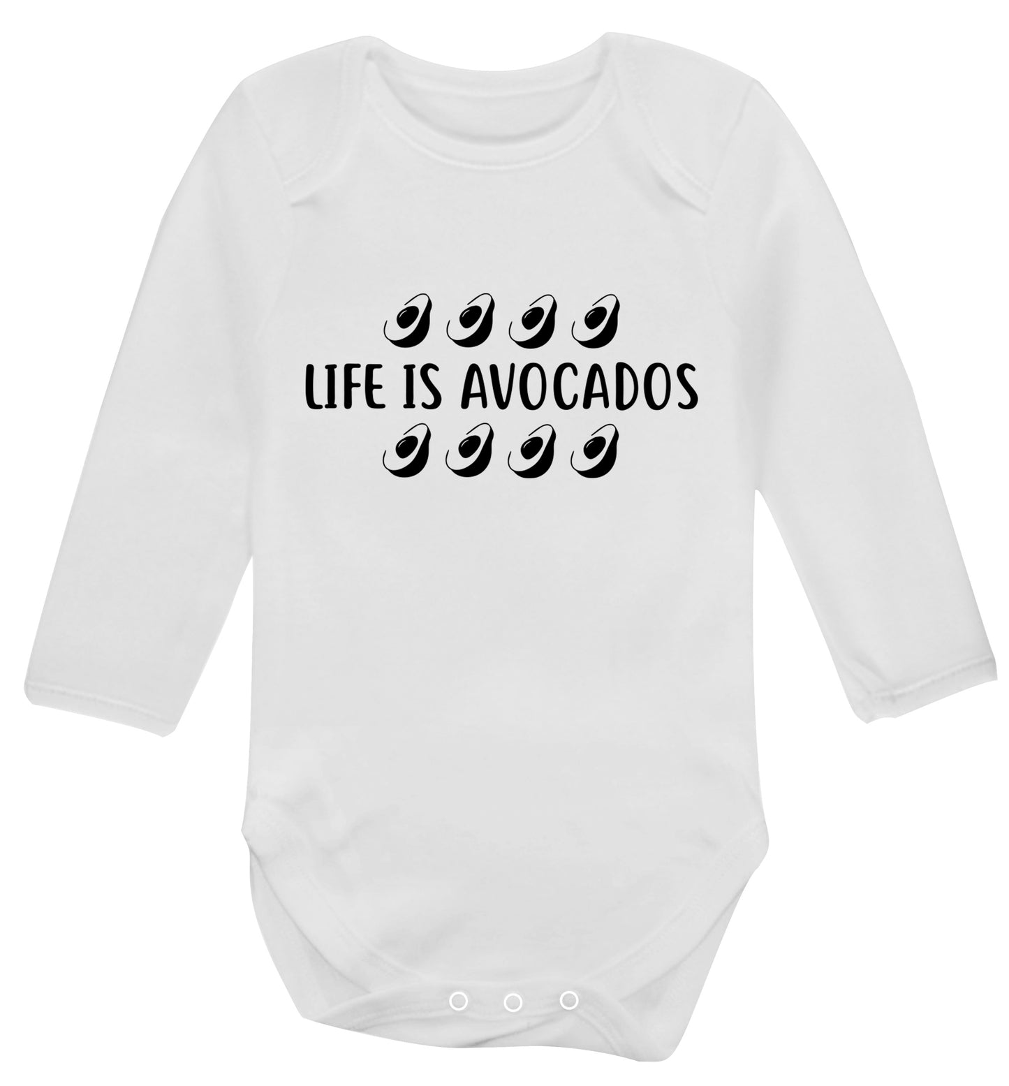 Life is avocados Baby Vest long sleeved white 6-12 months