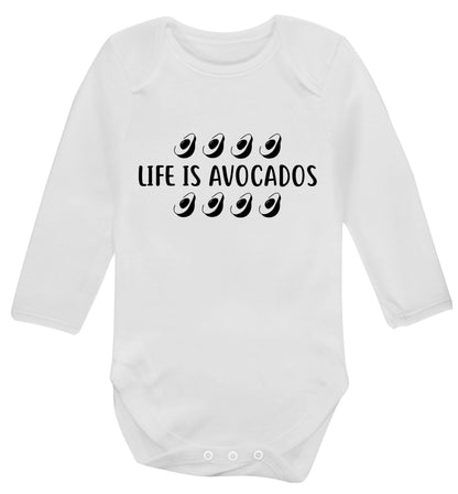 Life is avocados Baby Vest long sleeved white 6-12 months