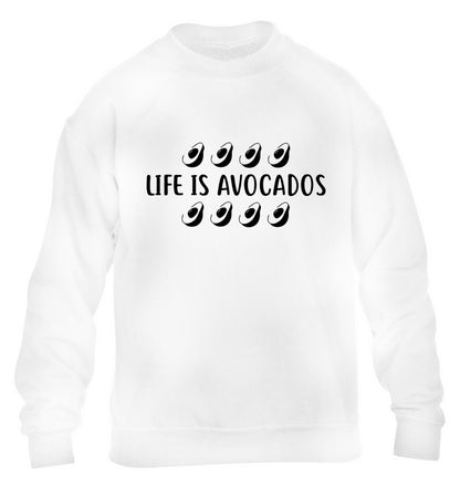 Life is avocados children's white sweater 12-14 Years