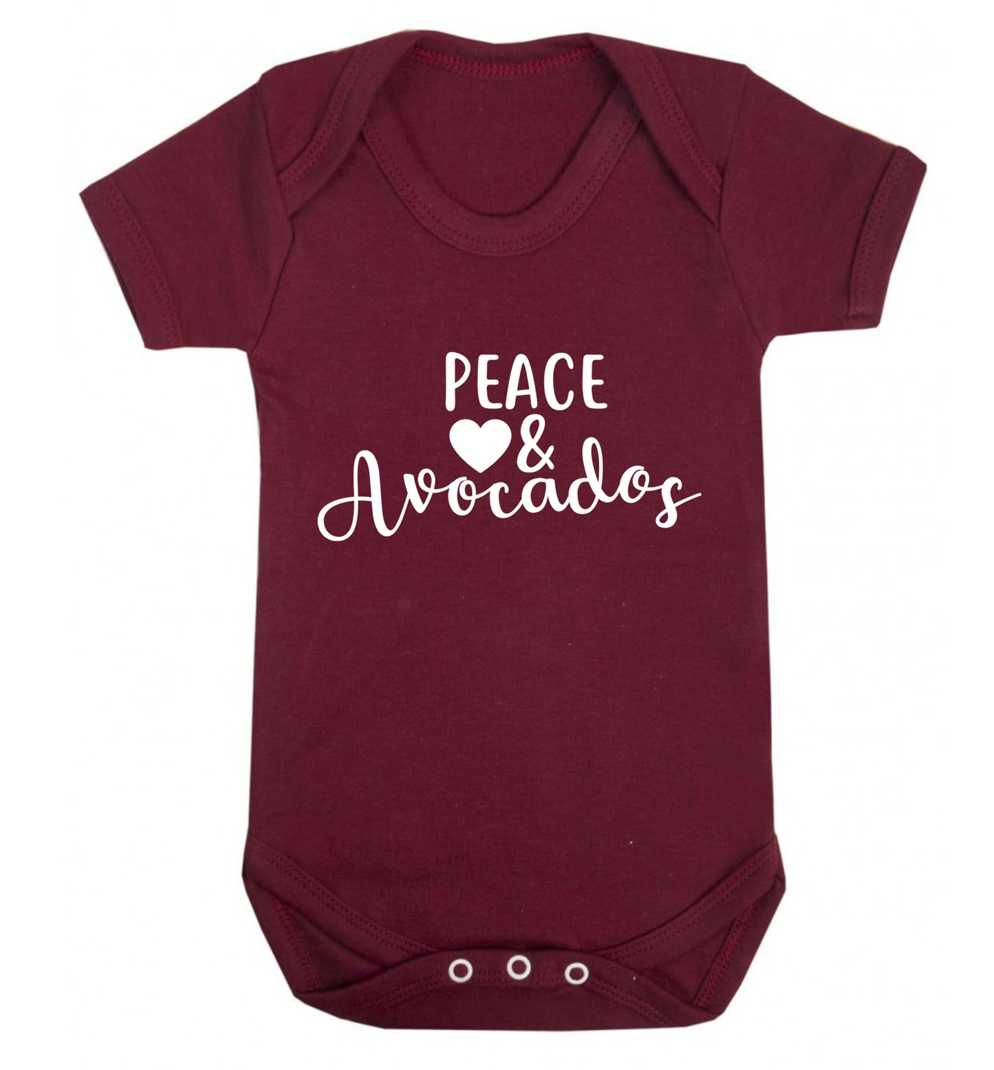 Peace love and avocados Baby Vest maroon 18-24 months