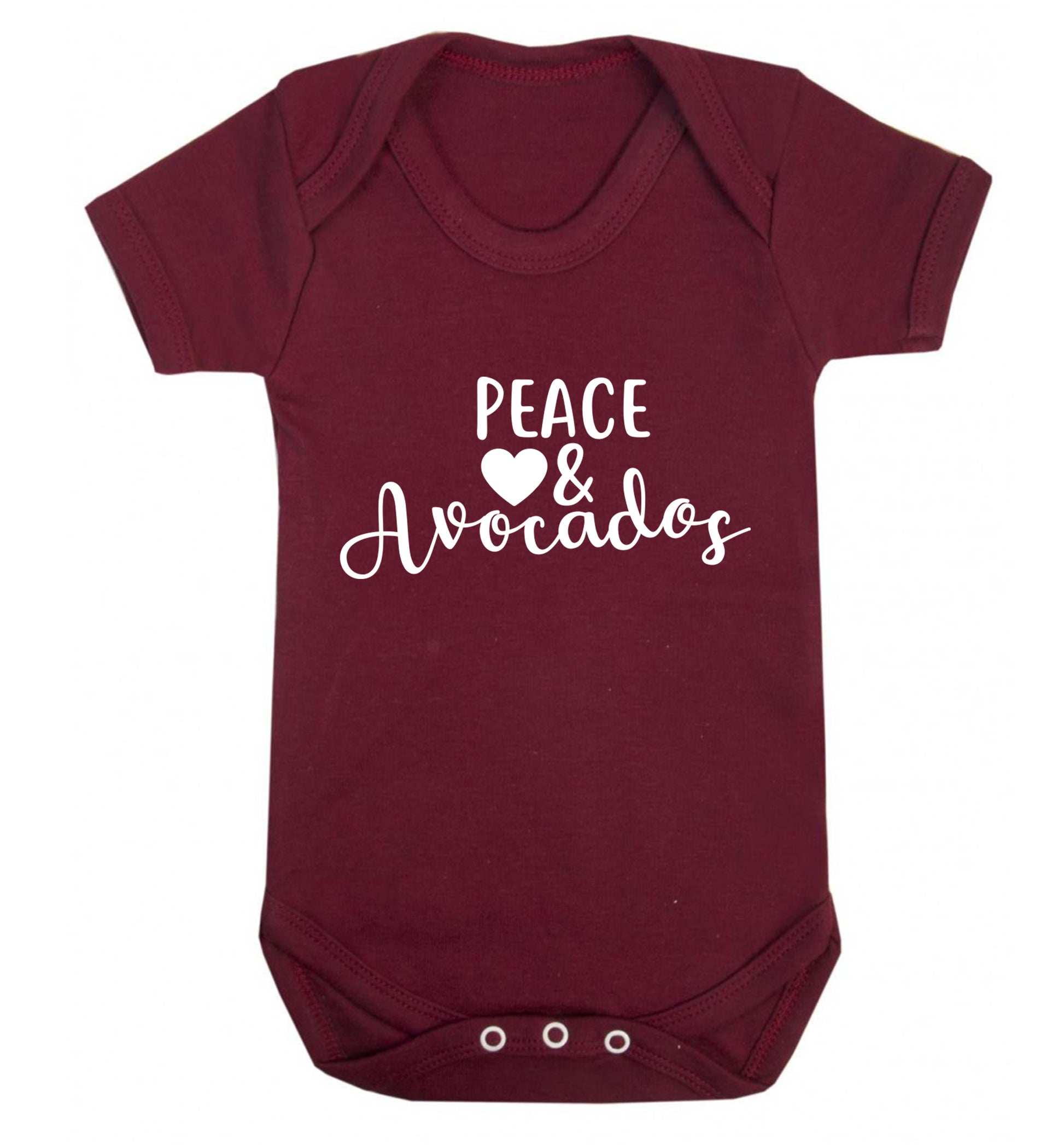 Peace love and avocados Baby Vest maroon 18-24 months