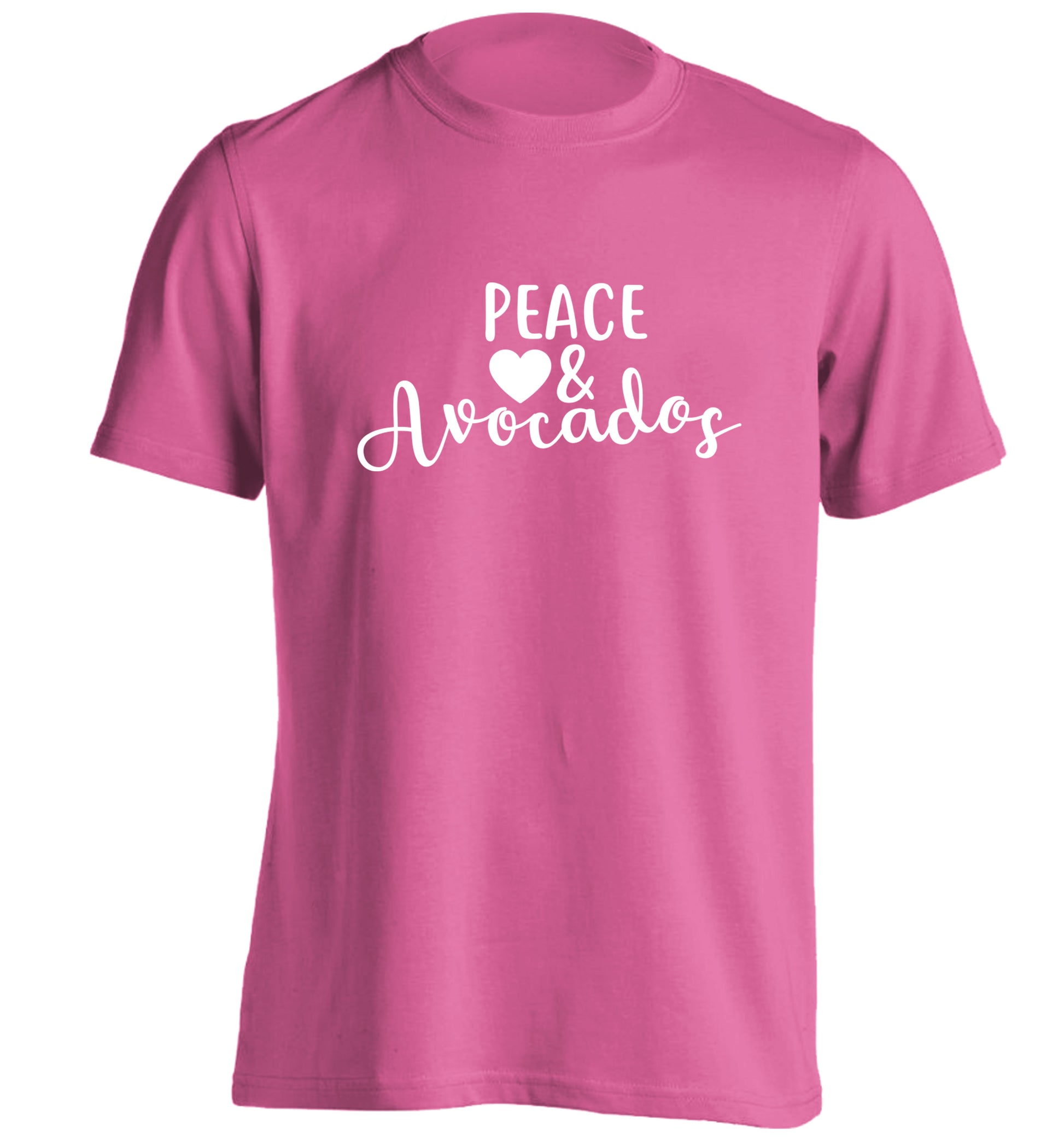 Peace love and avocados adults unisex pink Tshirt 2XL