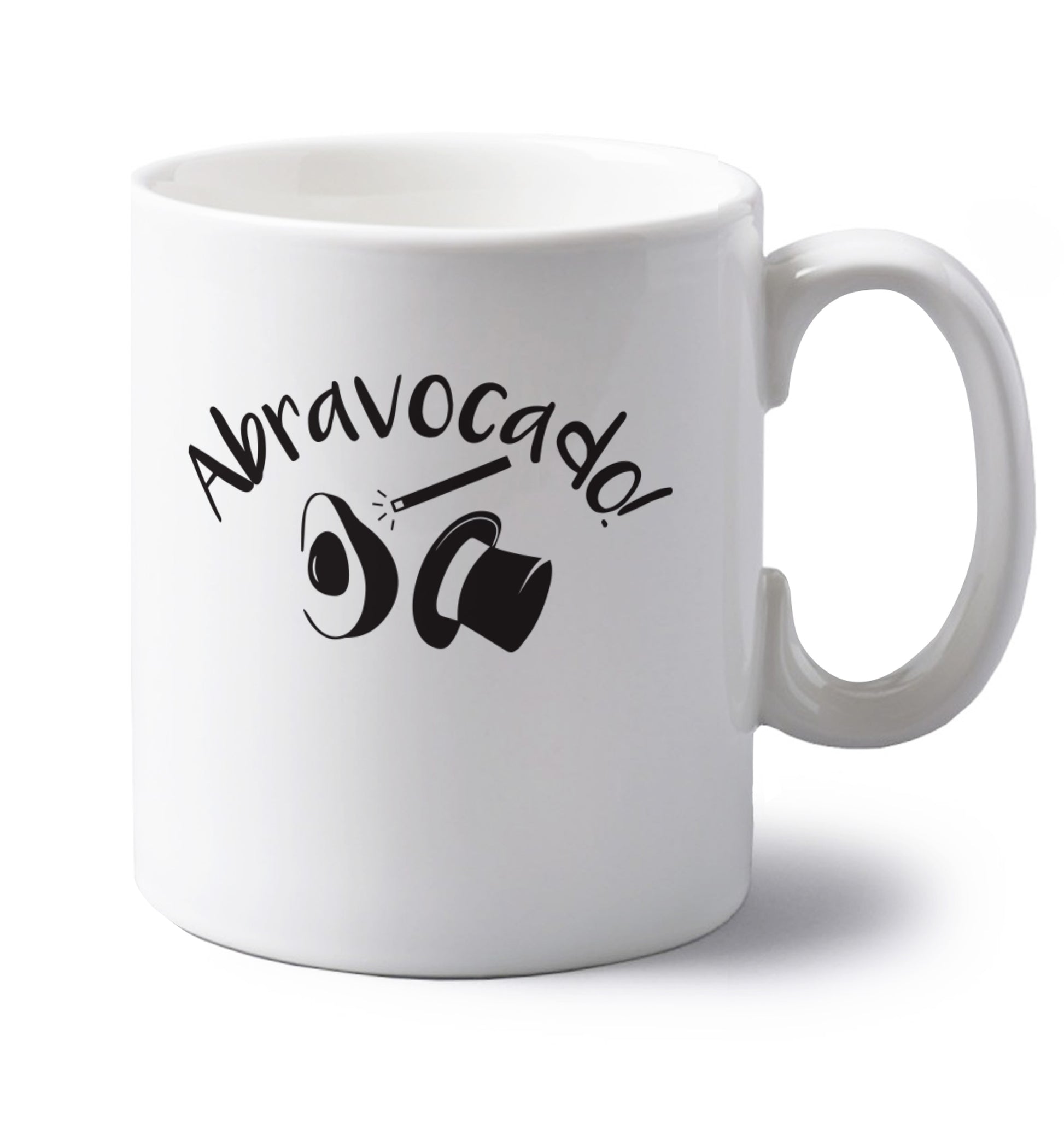 Abravocado left handed white ceramic mug 