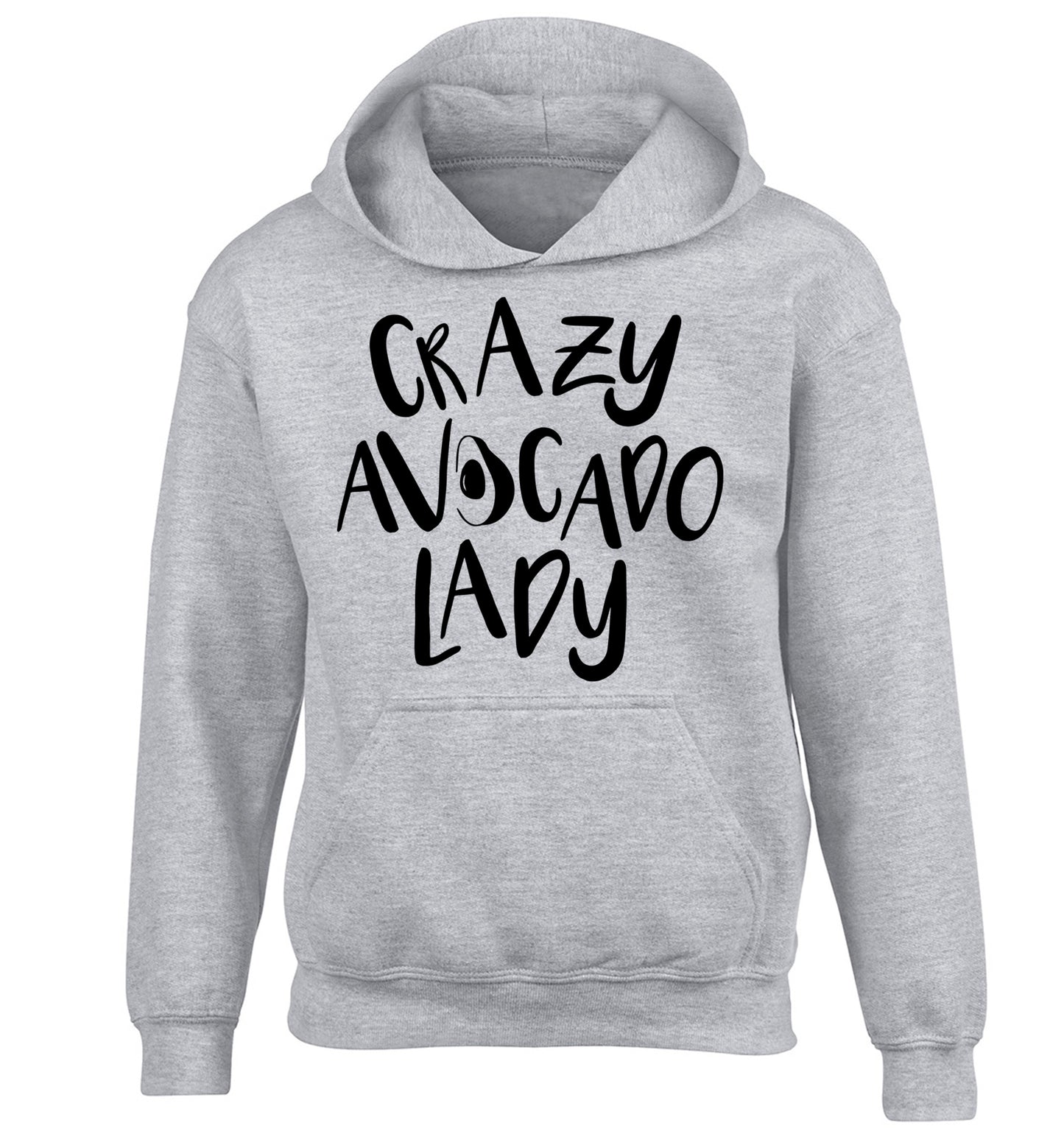 Crazy avocado lady children's grey hoodie 12-14 Years