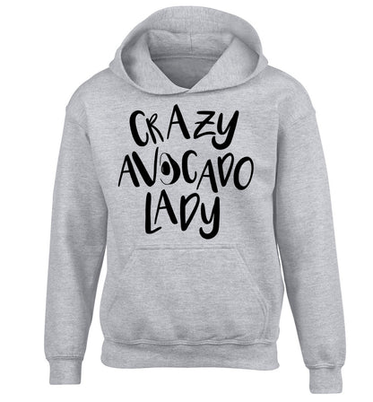Crazy avocado lady children's grey hoodie 12-14 Years