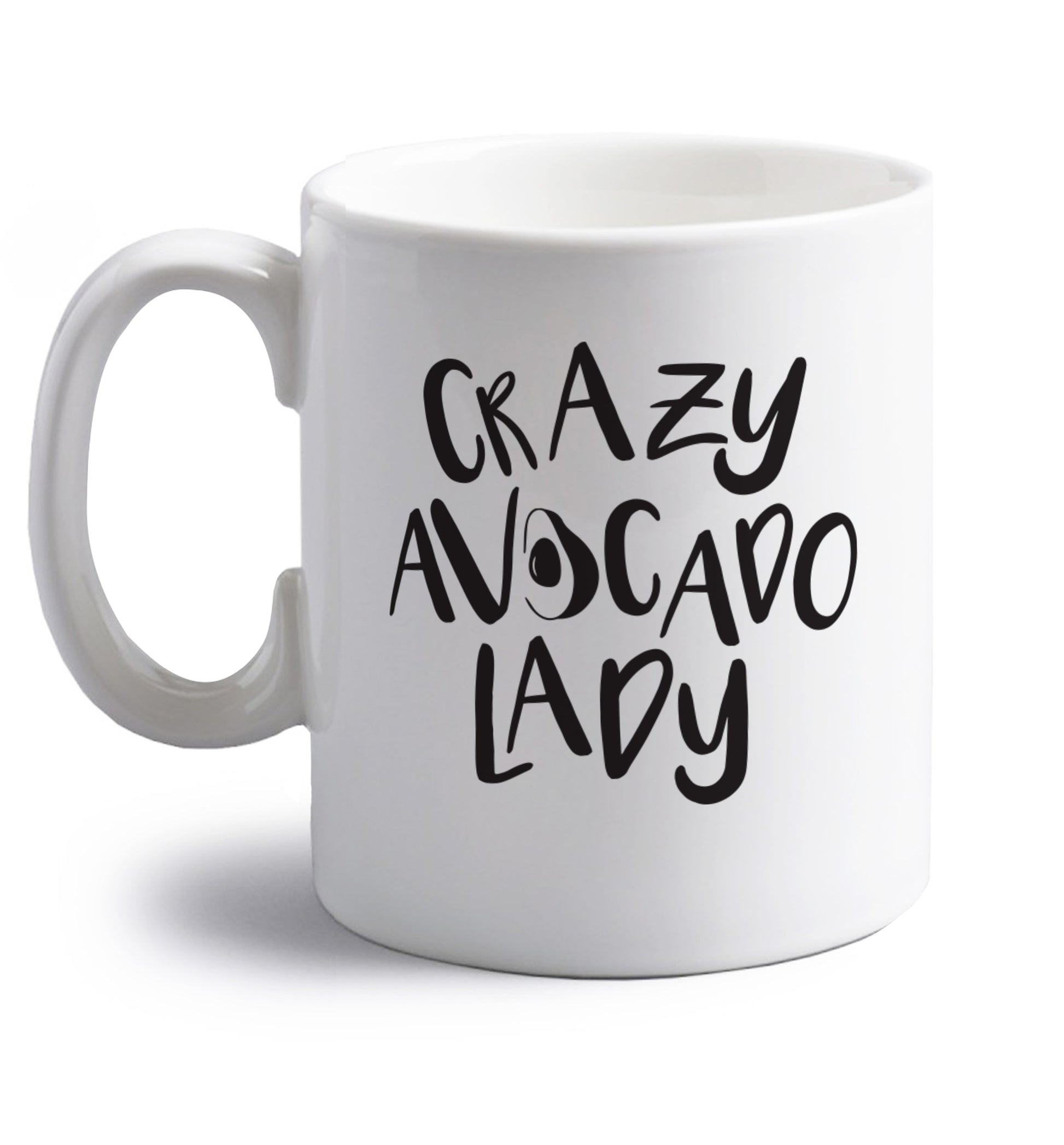 Crazy avocado lady right handed white ceramic mug 