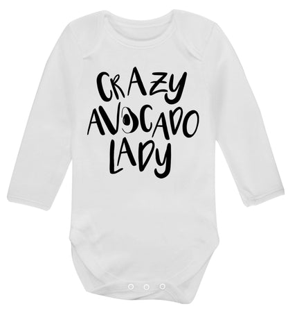 Crazy avocado lady Baby Vest long sleeved white 6-12 months