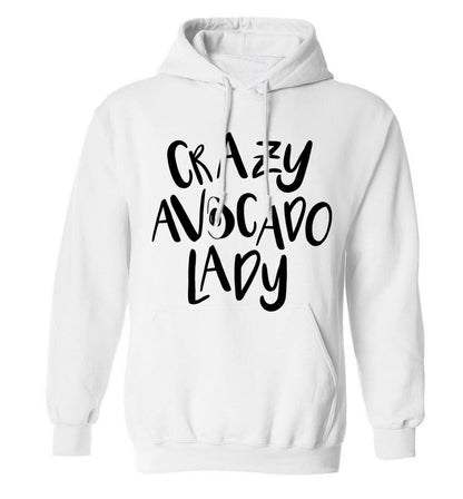 Crazy avocado lady adults unisex white hoodie 2XL
