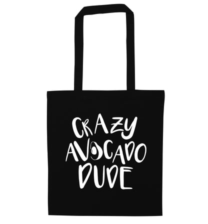 Crazy avocado dude black tote bag