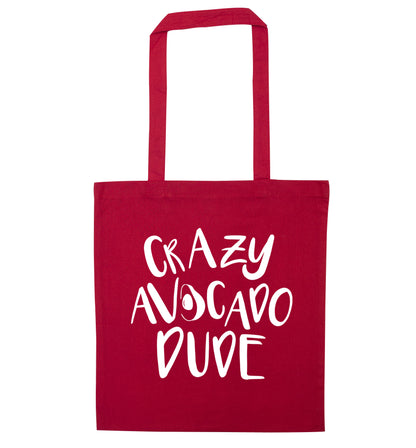 Crazy avocado dude red tote bag