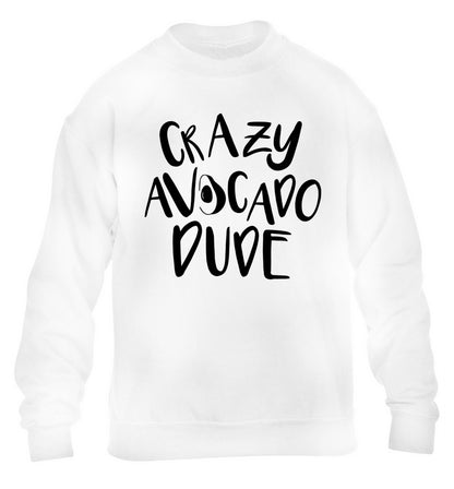Crazy avocado dude children's white sweater 12-14 Years
