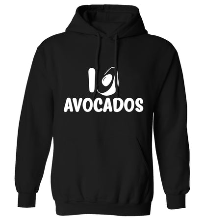 I love avocados adults unisex black hoodie 2XL