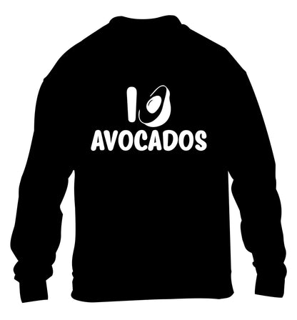 I love avocados children's black sweater 12-14 Years