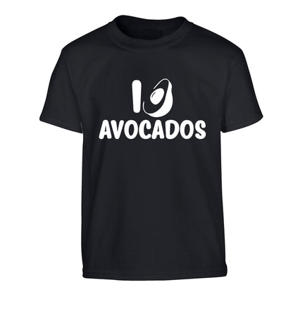 I love avocados Children's black Tshirt 12-14 Years