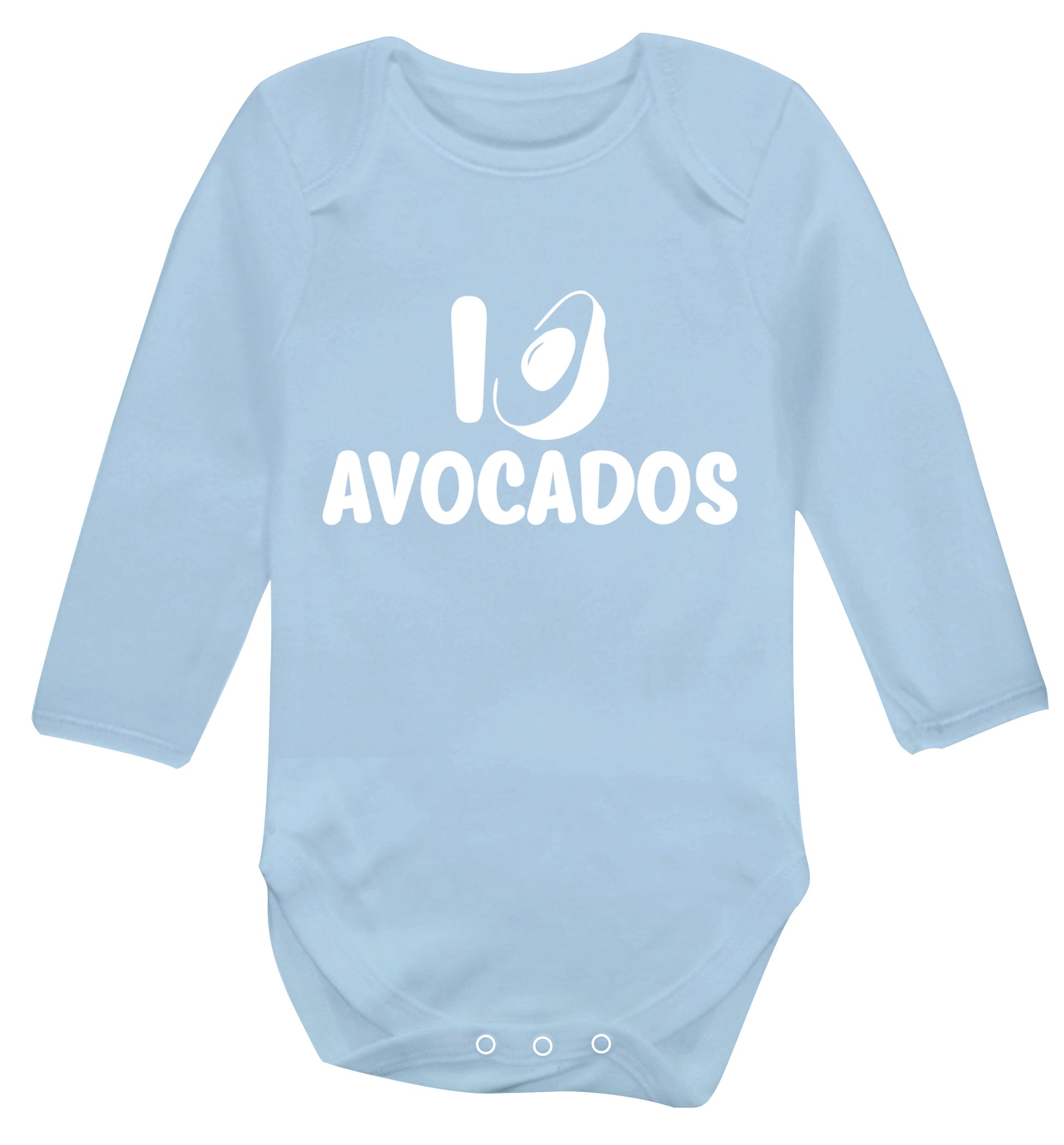 I love avocados Baby Vest long sleeved pale blue 6-12 months