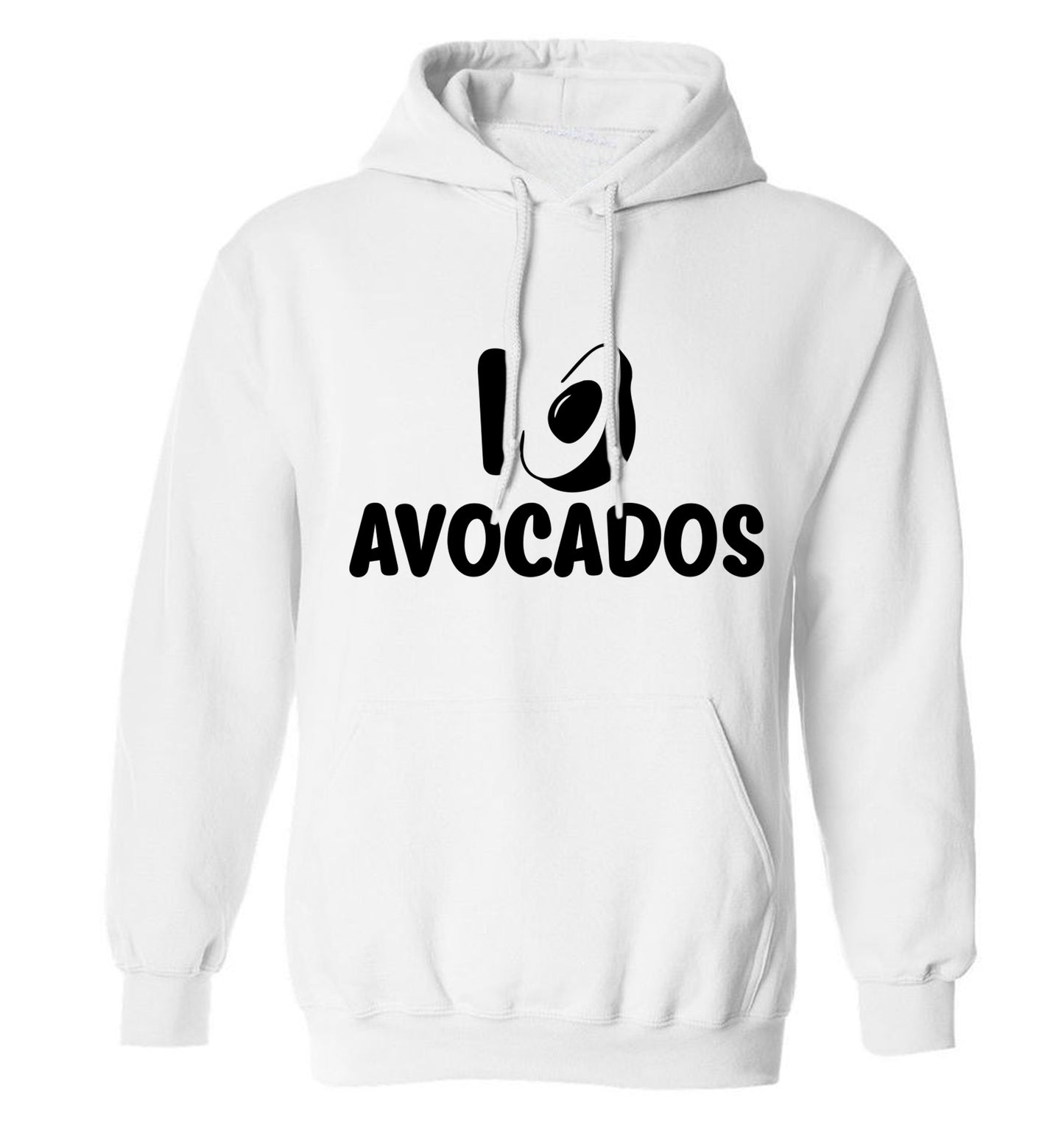 I love avocados adults unisex white hoodie 2XL