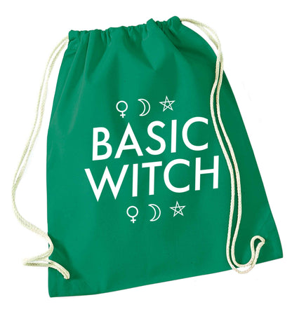 Basic witch 1 green drawstring bag
