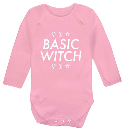 Basic witch 1 baby vest long sleeved pale pink 6-12 months