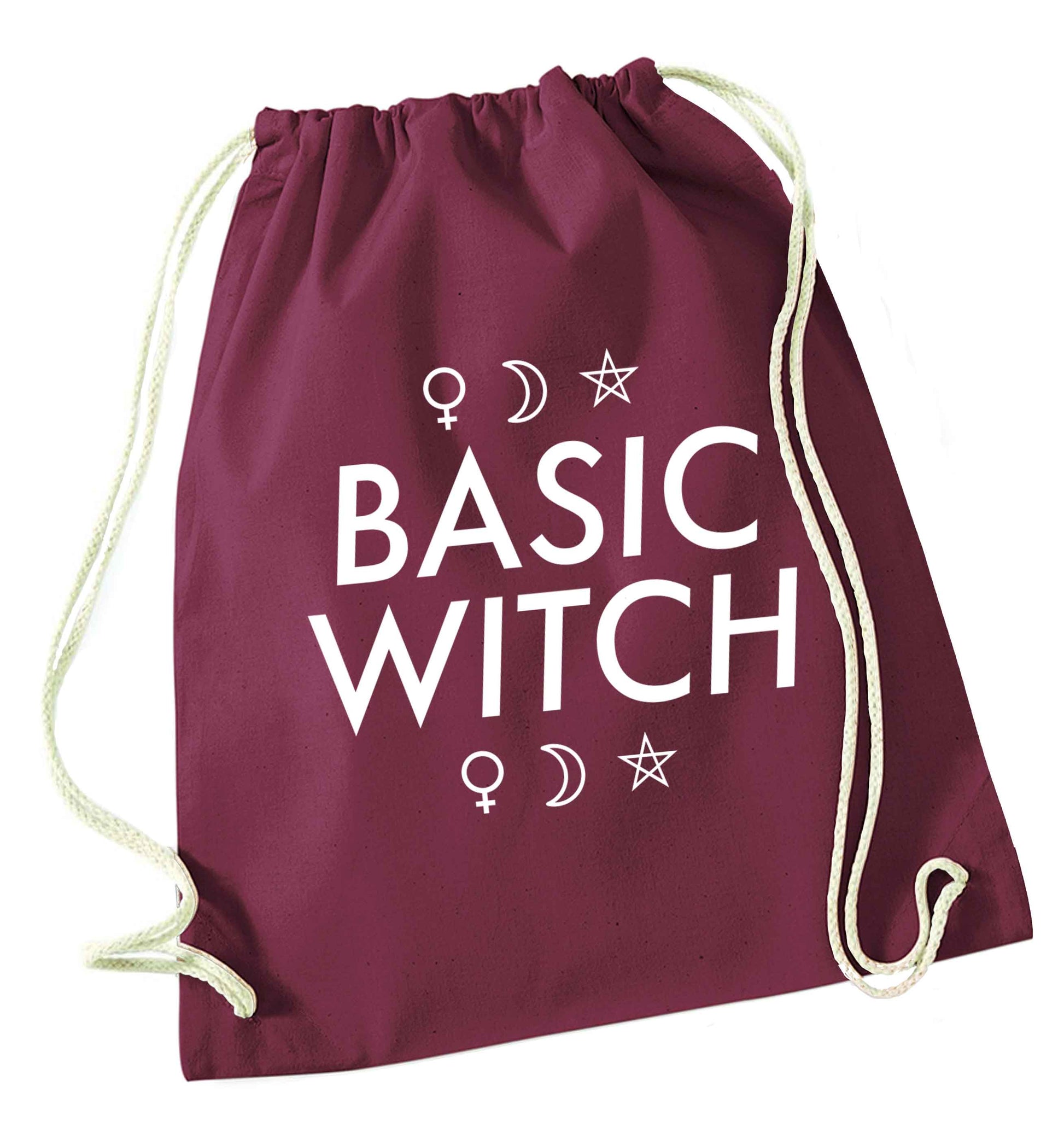 Basic witch 1 maroon drawstring bag