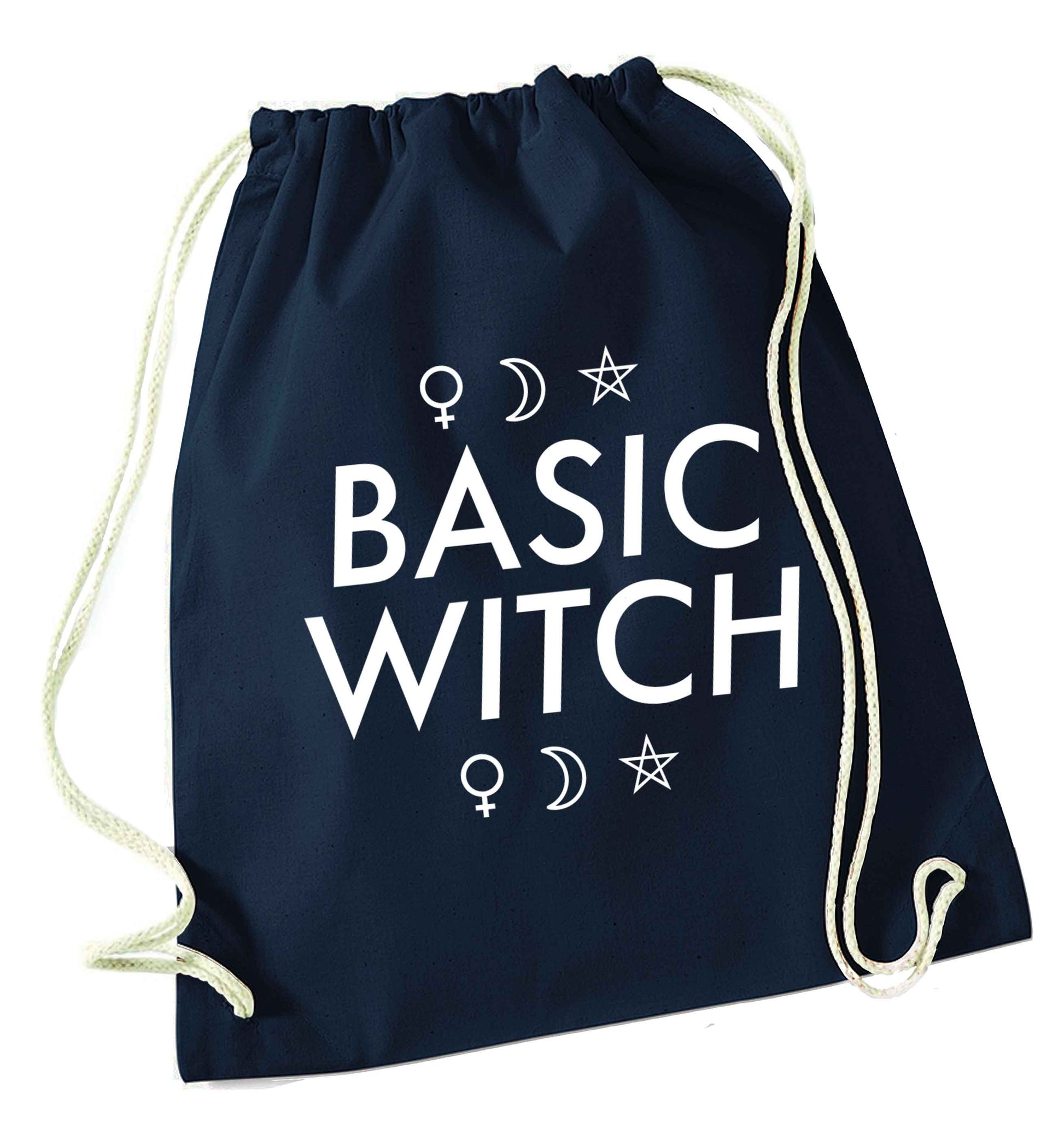 Basic witch 1 navy drawstring bag